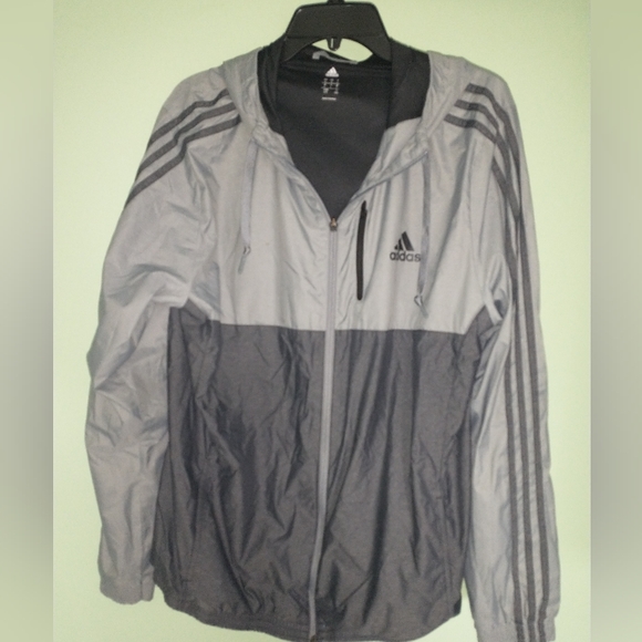 Men's gray Adidas light track jacket with hoodie - Picture 11 of 11